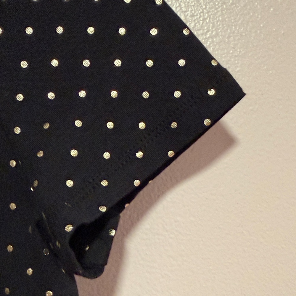Anne Klein Black and Gold Polka Dot Short Sleeve Top - Picture 5 of 9